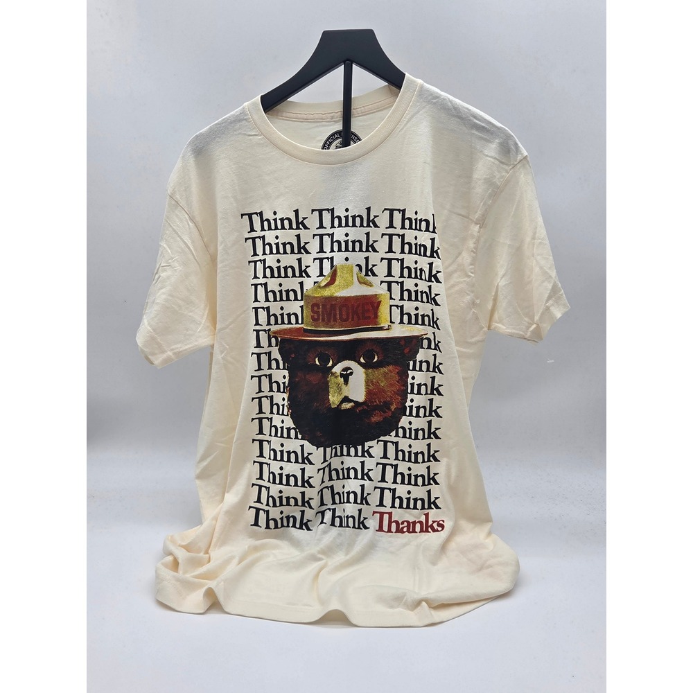 Smokey Bear Think Think Think Thanks Graphic T-Shirt Cream Large 101-348